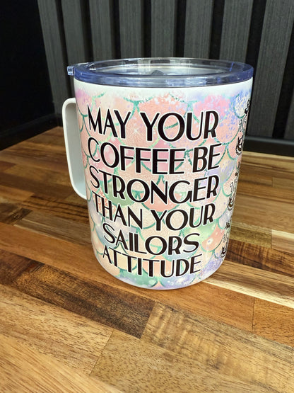 Strong Mermaid Coffee 12 oz Travel Mug