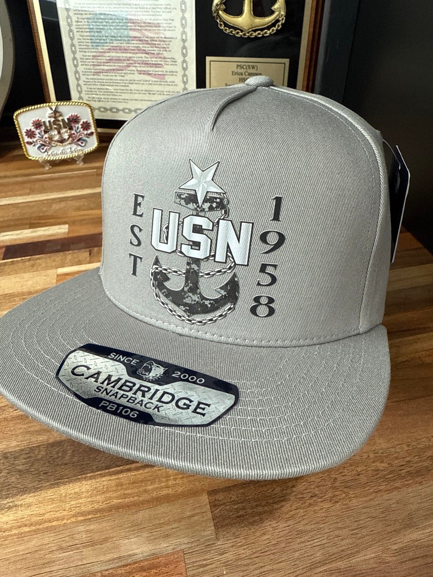 Camo Anchor Snapback Hat