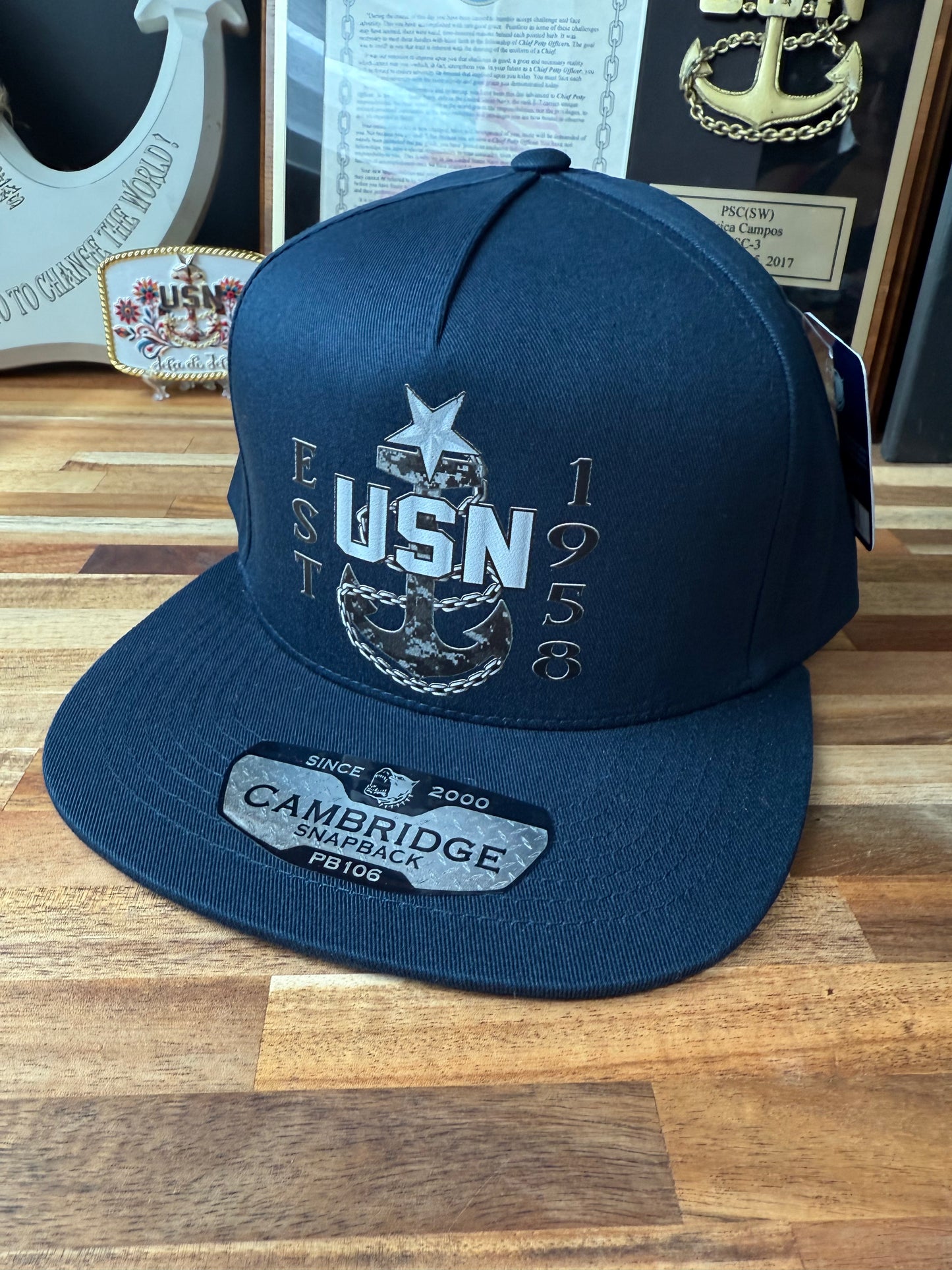 Camo Anchor Snapback Hat