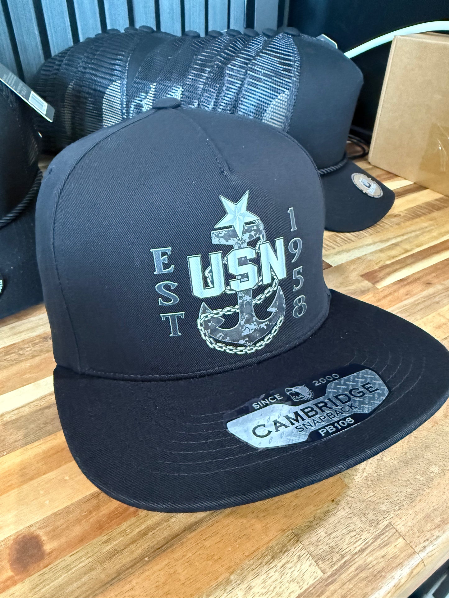 Camo Anchor Snapback Hat