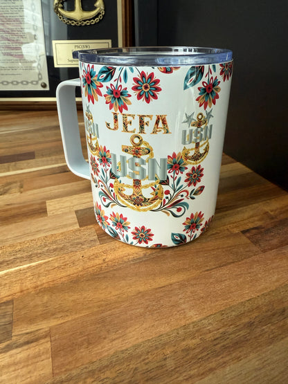 Jefa de Flores 12 oz Travel Mug
