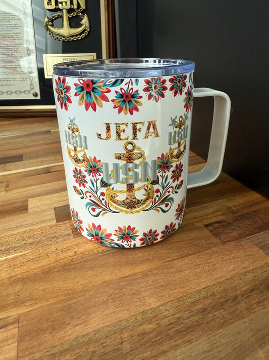 Jefa de Flores 12 oz Travel Mug