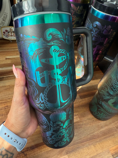 Mermaid of the Deep 40 oz Rainbow Plated Tumbler