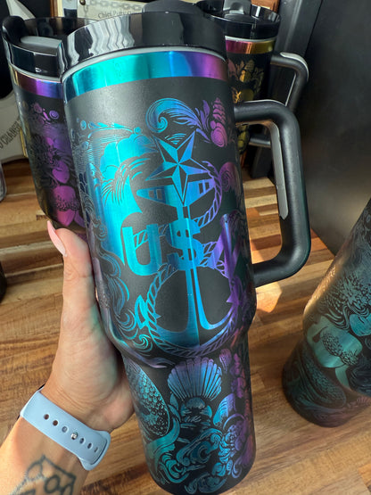 Mermaid of the Deep 40 oz Rainbow Plated Tumbler