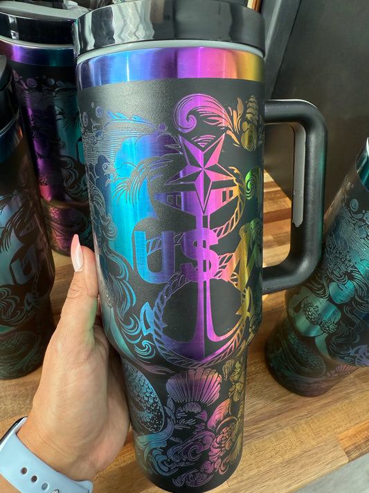 Mermaid of the Deep 40 oz Rainbow Plated Tumbler