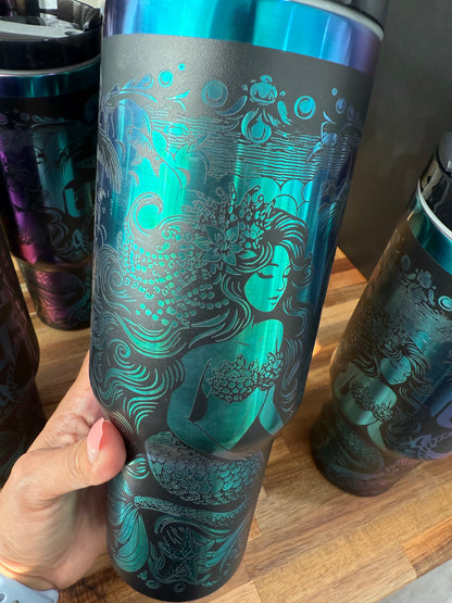 Mermaid of the Deep 40 oz Rainbow Plated Tumbler
