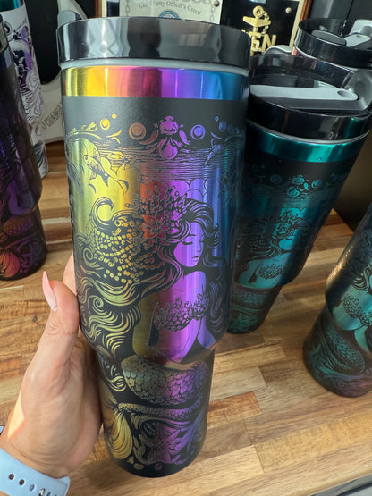 Mermaid of the Deep 40 oz Rainbow Plated Tumbler