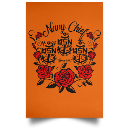 Rose Navy Chief Satin Portrait Poster