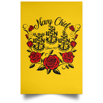 Rose Navy Chief Satin Portrait Poster