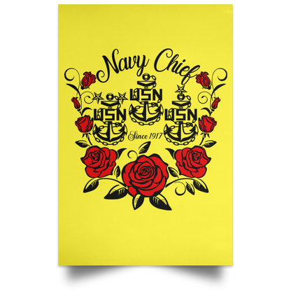 Rose Navy Chief Satin Portrait Poster