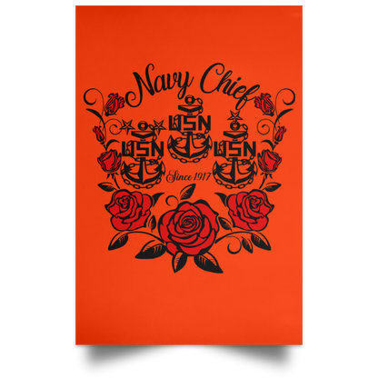 Rose Navy Chief Satin Portrait Poster