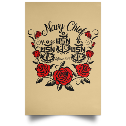 Rose Navy Chief Satin Portrait Poster