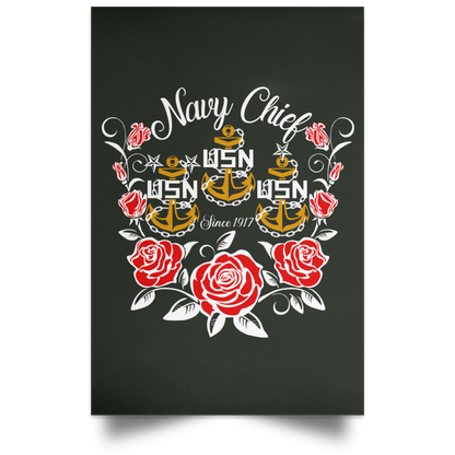 Rose Navy Chief V2 Satin Poster