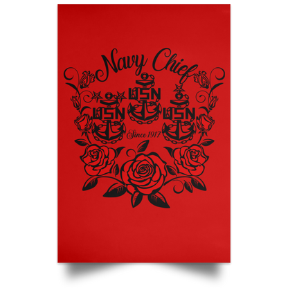 Rose Navy Chief Satin Portrait Poster