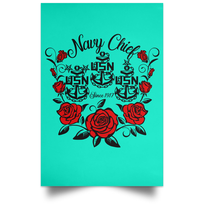 Rose Navy Chief Satin Portrait Poster