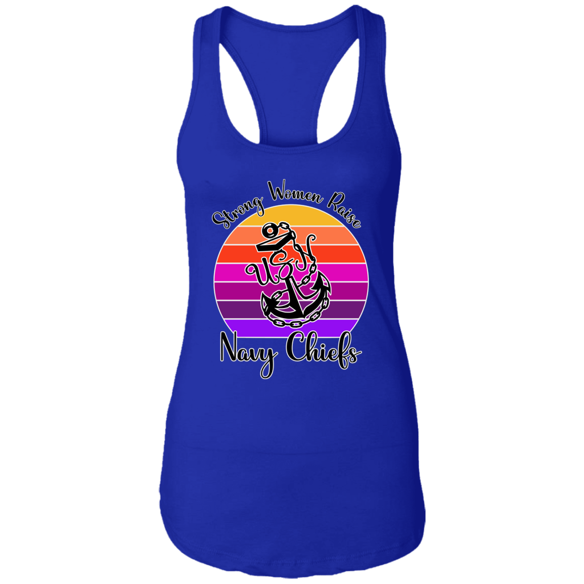 Strong Navy Mom Ladies Ideal Racerback Tank