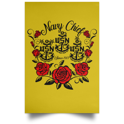 Rose Navy Chief Satin Portrait Poster