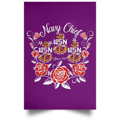 Rose Navy Chief V2 Satin Poster