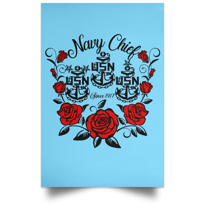 Rose Navy Chief Satin Portrait Poster