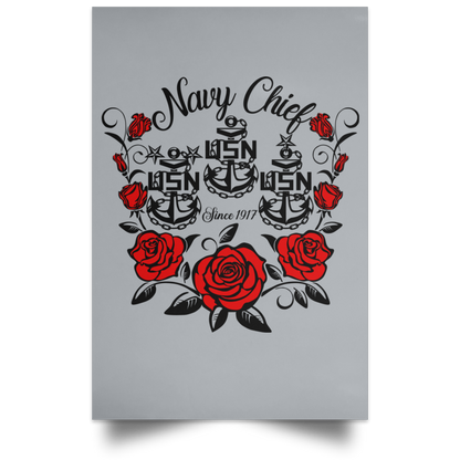 Rose Navy Chief Satin Portrait Poster