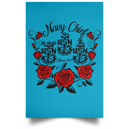Rose Navy Chief Satin Portrait Poster