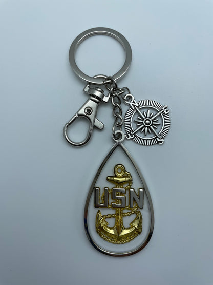 USN Chief Anchor Keychain