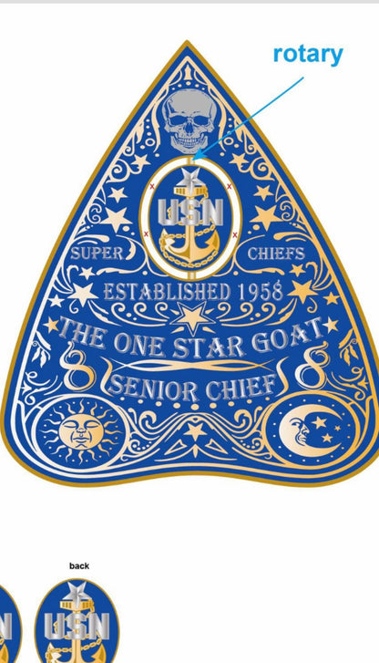 Ouija Planchette Coin Blue and Gold