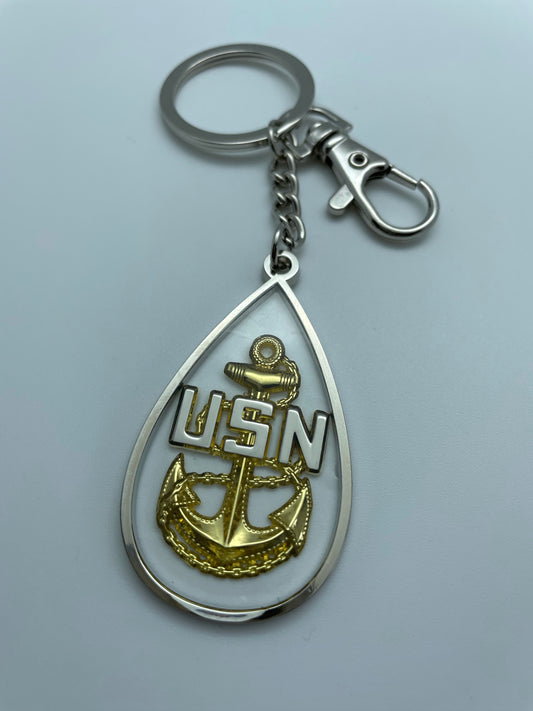 USN Chief Anchor Keychain