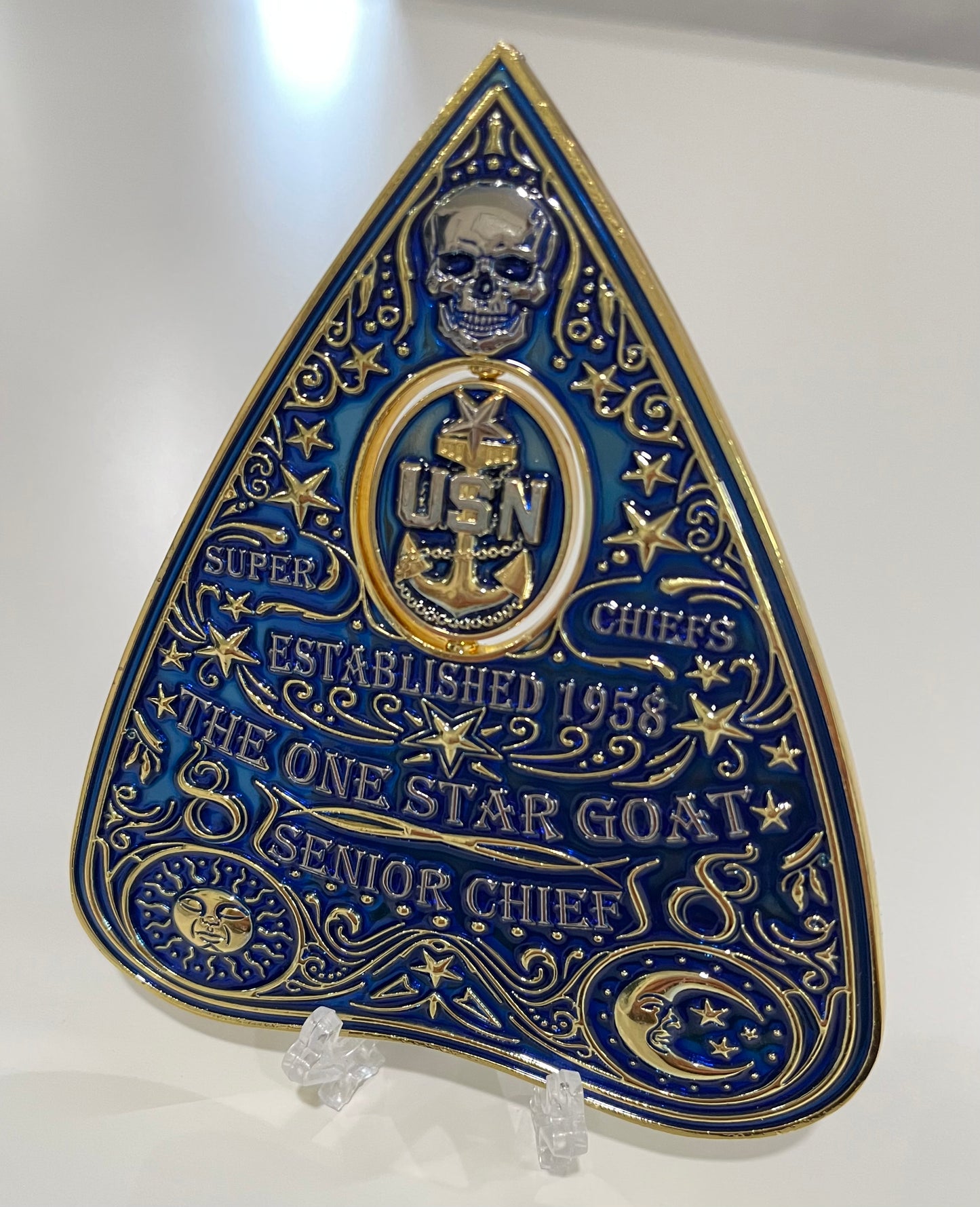 Ouija Planchette Coin Blue and Gold