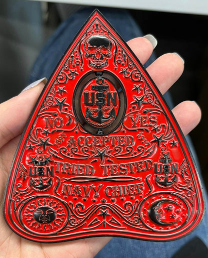 Ouija Planchette Coin Black and Red