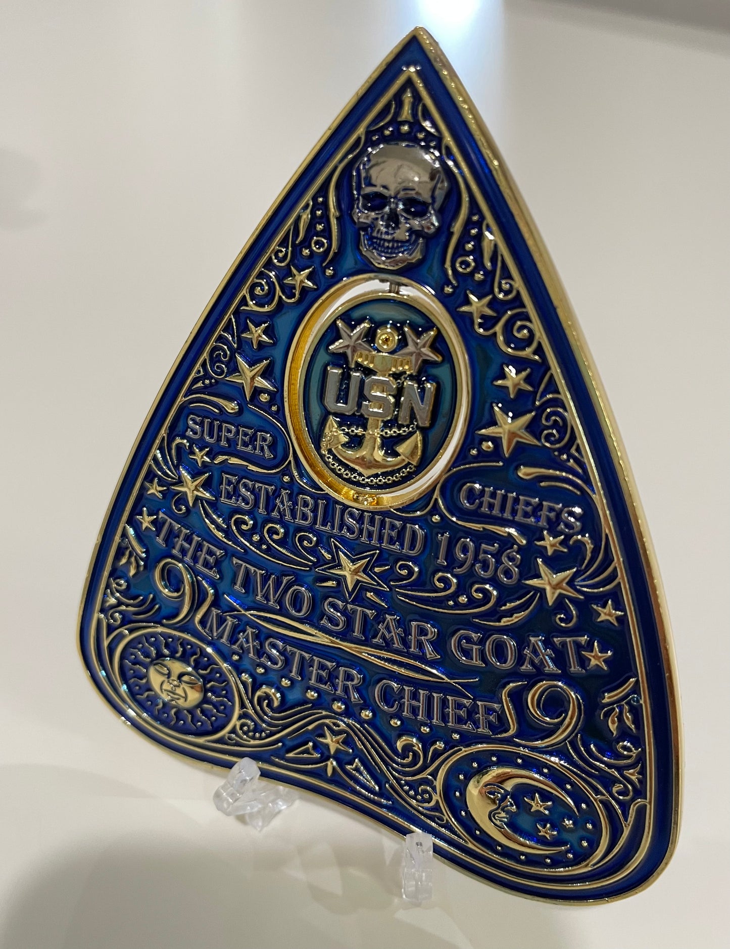 Ouija Planchette Coin Blue and Gold